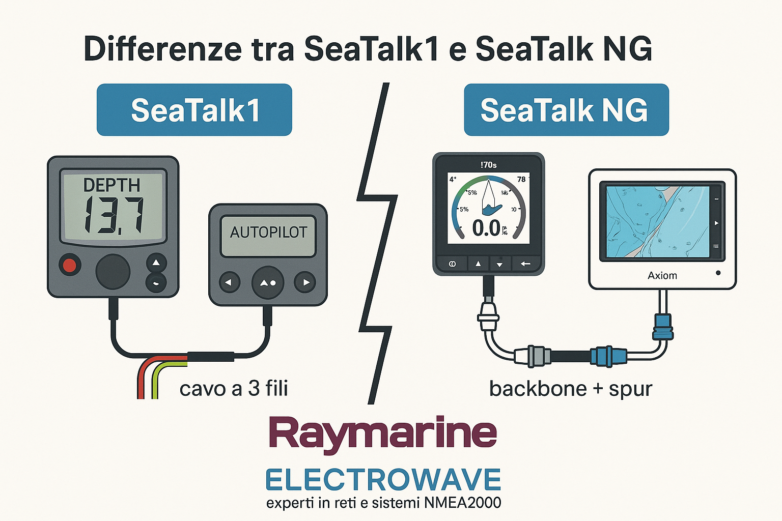 Differenze tra SeaTalk1 e SeaTalk NG Raymarine schema